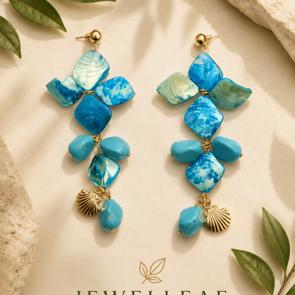 Blue Shell Drop Earrings