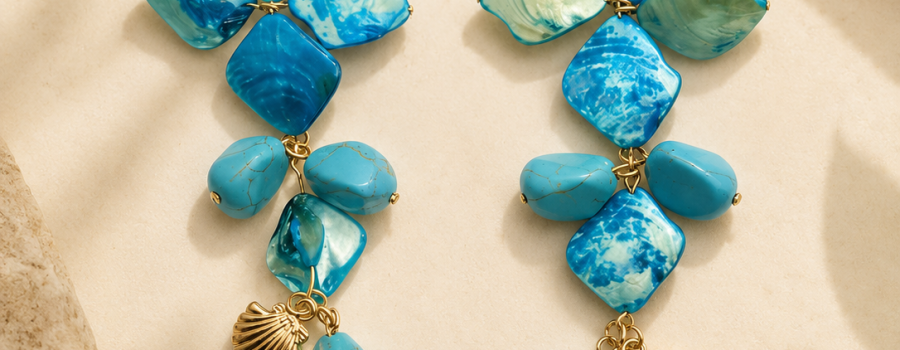 Blue Shell Drop Earrings